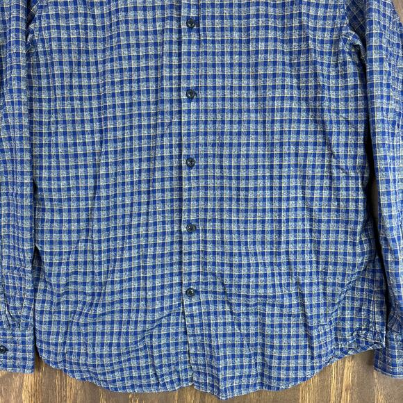 Banana Republic Mens Shirt Blue Plaid Luxe Flannel Button Down Camden Fit M - Picture 4 of 13